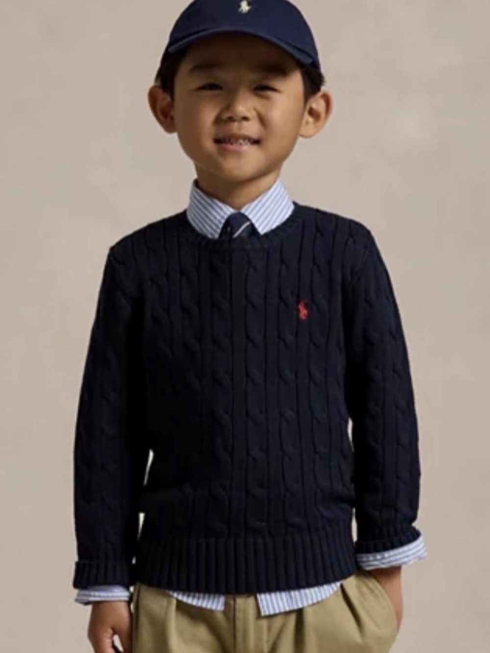 Polo Ralph Lauren Cable-Knit Cotton Sweater - Navy Blue, Size 2/2T